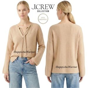 J.Crew Collection cashmere kangaroo pocket tie neck pullover shop@iamwarrior
